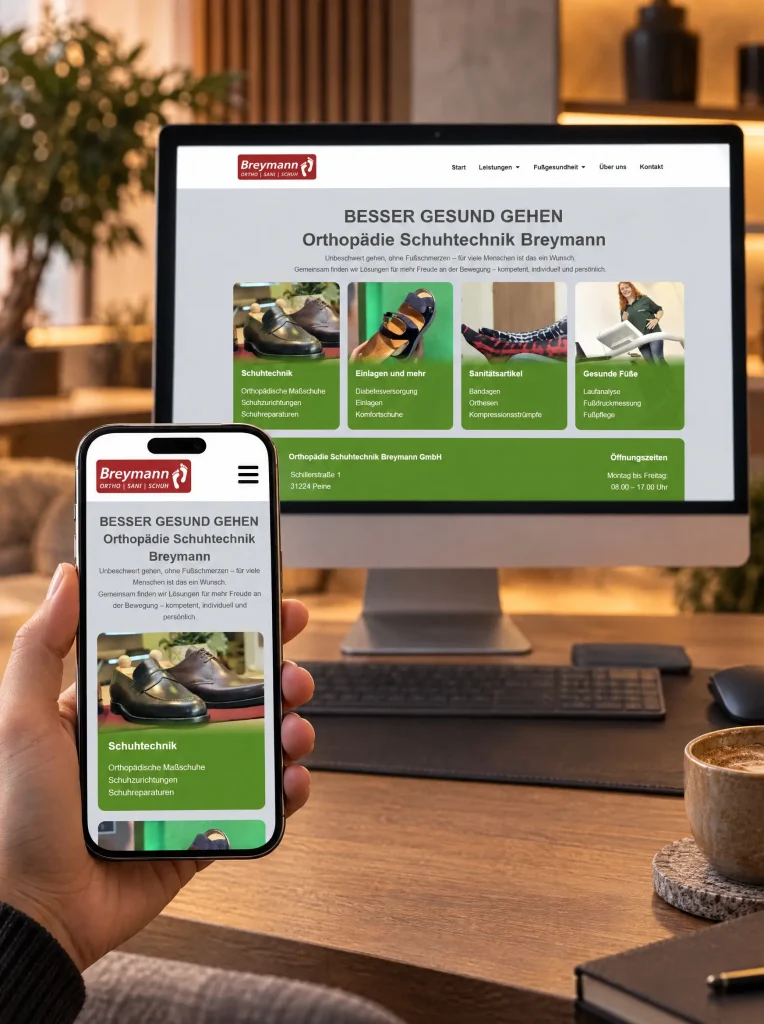 Webdesign für Orthopädie-Schuhtechnik Breymann