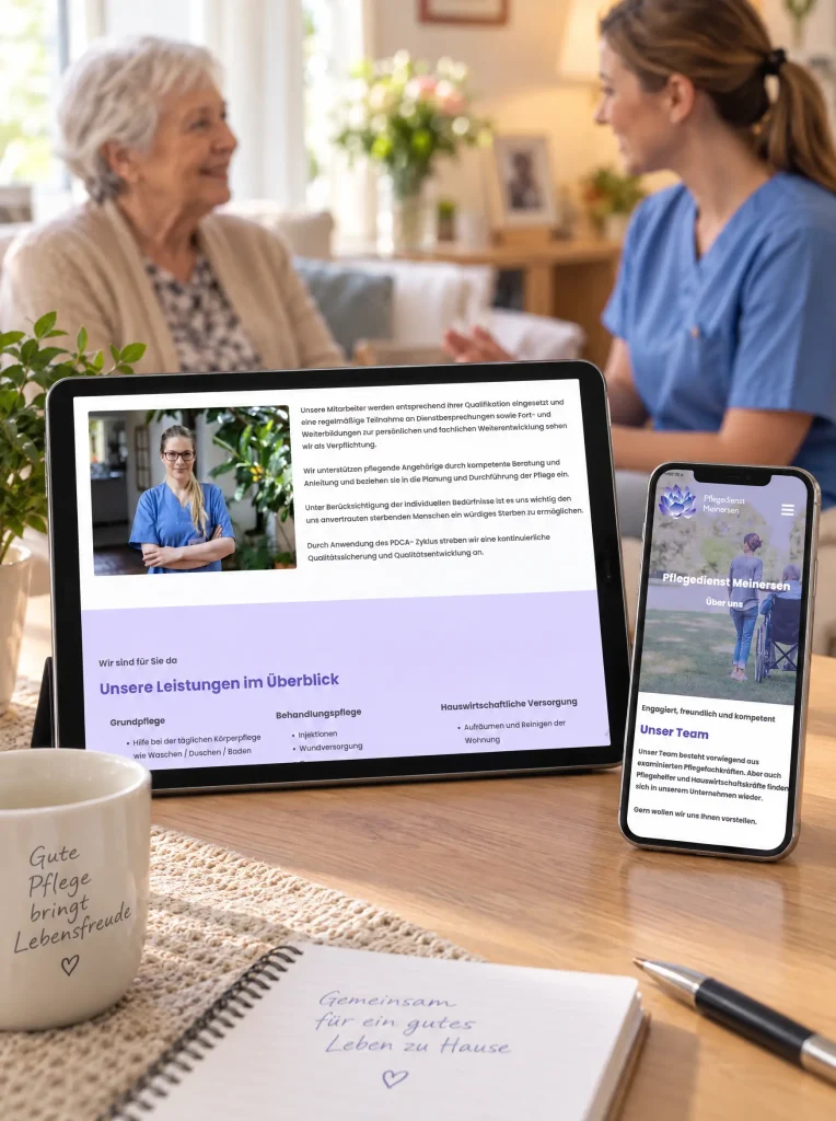 Webdesign für den Pflegedienst Meinersen auf Desktop und Smartphone