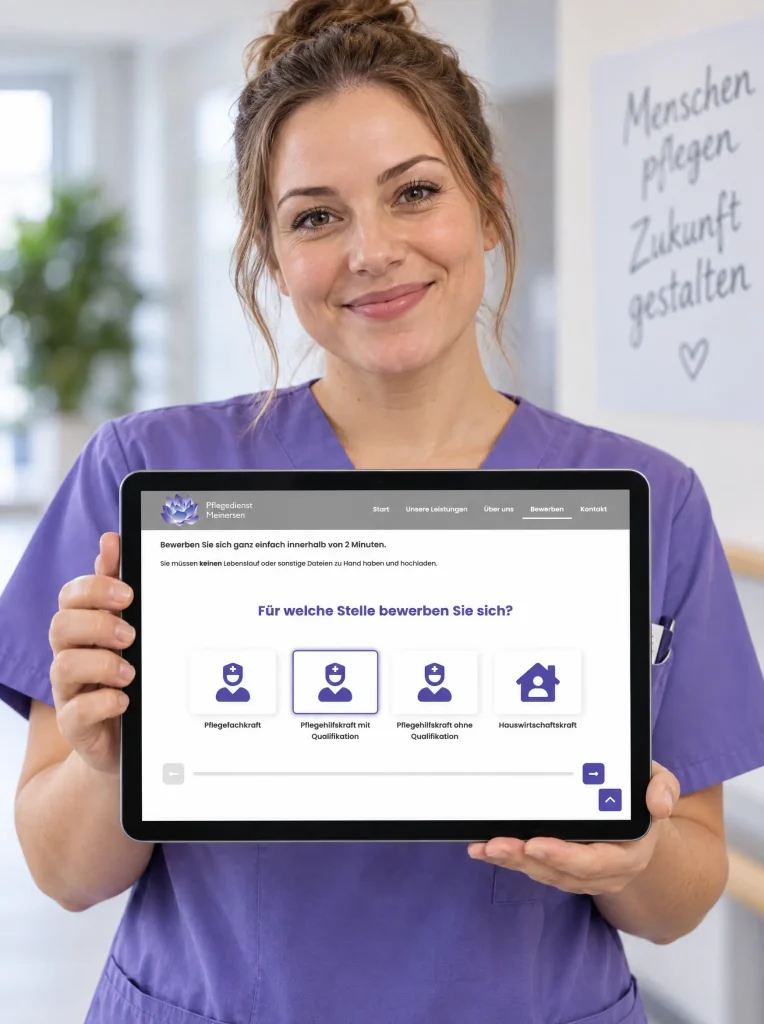 Recruiting-Bereich der Webseite des Pflegedienstes Meinersen